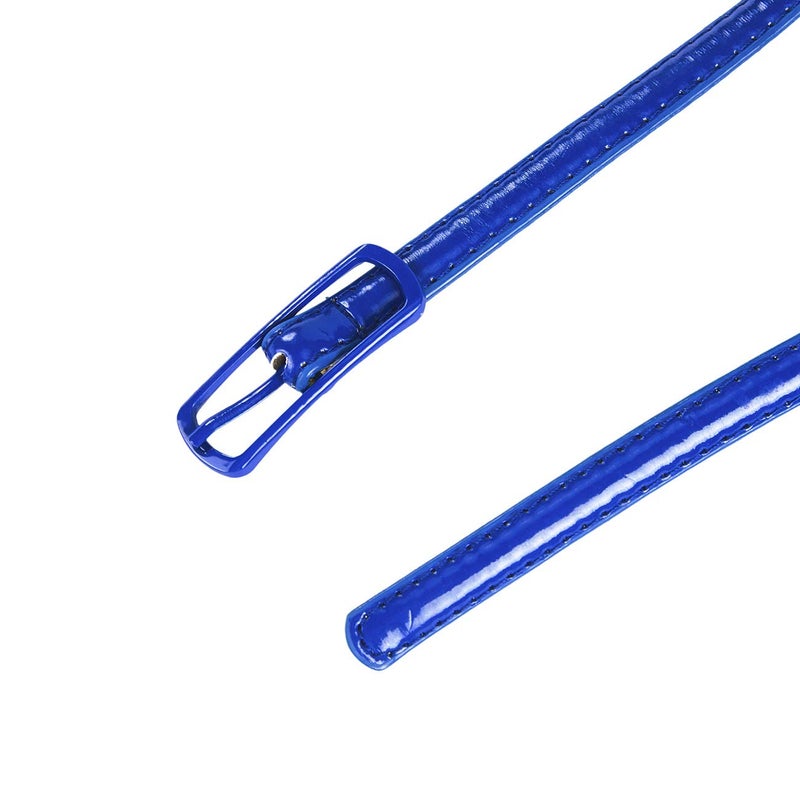 Selighting Women's Solid Color Faux Leather Skinny Belts for Dresses (One Size, Royal Blue) - Image 3
